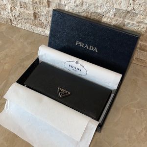 Prada Black Leather Envelope Wallet